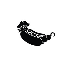 Black silhouette of a pirate hot dog with a hook vector
