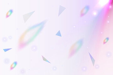 Rainbow light reflection effect in crystal flash in pink tone. Prism lens effect. Rays of light glowing on transparent background.