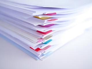 Organized Stack of Documents with Colorful Index Tabs for Efficient Filing