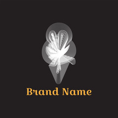 Vector flower logo design element featuring a butterfly silhouette for a nature-inspired company