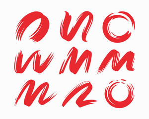 Red brush strokes vector illustration, abstract grunge texture on white background. Artistic design element, paint smear, ink splatter, creative graphic element.