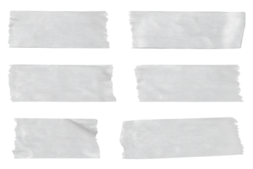 Gray adhesive tape isolated on transparent background. Paper tape sticker with ripped edges. scotch plastic. Torn masking tape set. Template mockup for message, labels, add text, Design elements. PNG