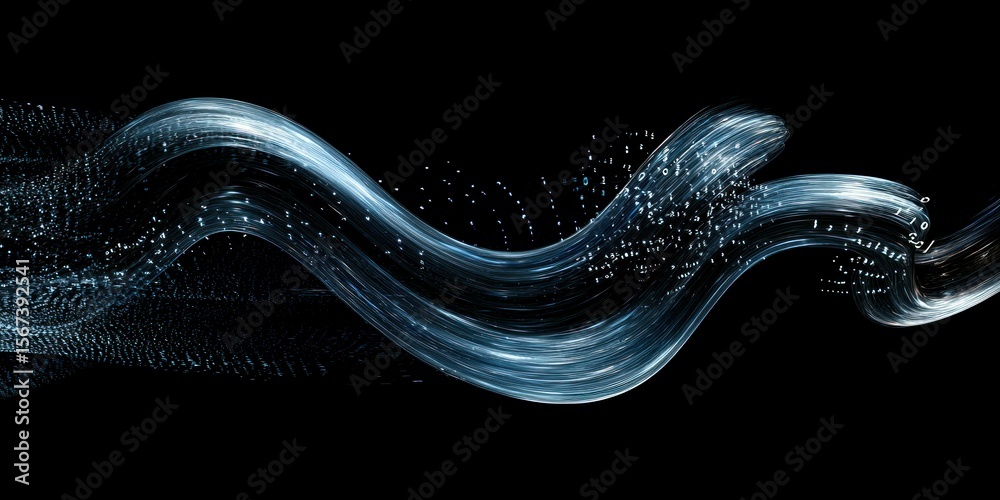 Wall mural a minimalist design featuring a digital stream of numbers transforming into an abstract art piece.