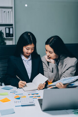 Accounting company provide finance and taxation planning for profitable cash flow, Auditor and accountant team working in office, analyze financial data and accounting record with calculator.Insight