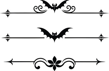 Halloween Bats flourish swirls fancy lines decorative elements