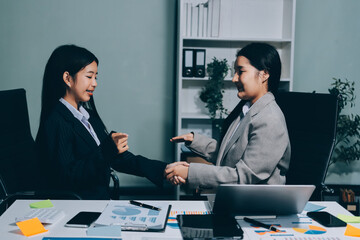 Accounting company provide finance and taxation planning for profitable cash flow, Auditor and accountant team working in office, analyze financial data and accounting record with calculator.Insight