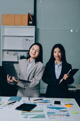 Accounting company provide finance and taxation planning for profitable cash flow, Auditor and accountant team working in office, analyze financial data and accounting record with calculator.Insight