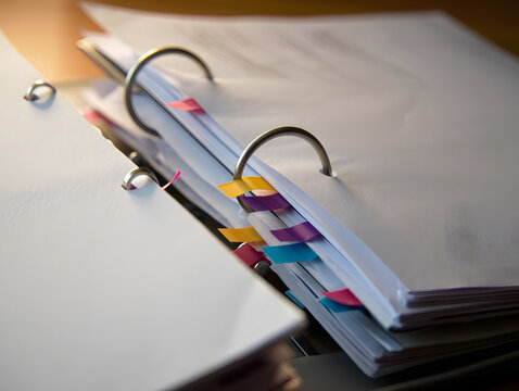 Close Up of a Ring Binder Full of Documents