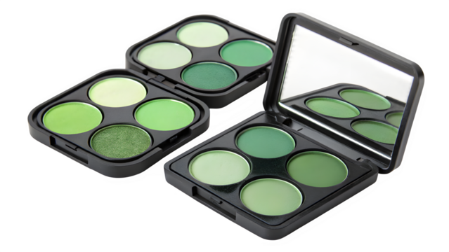 green pro powder eye shadows set against a white backdrop