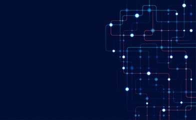 Circuit connect lines and dots. Network technology and Connection concept. Decentralized network nodes connections