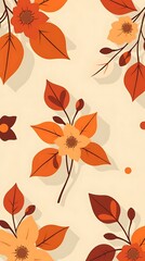 Stylized Fall Foliage Pattern with Earthy Tones and Minimalist Design