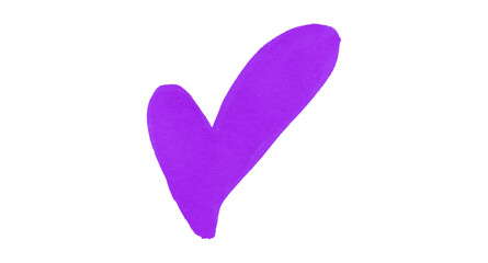 A purple heart drawn in ink sits on a transparent background.