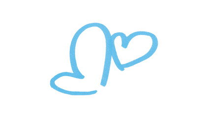 Fototapeta premium A light blue heart drawn in ink sits on a transparent background.