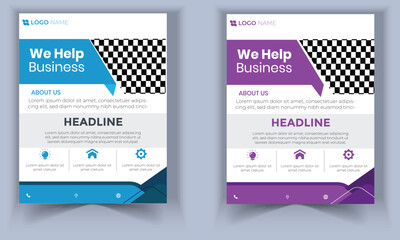 A bundle of 2 templates of two colors 
A4 flyer template, modern business flyer template, abstract business flyer and creative design, IT company flyer and editable vector template design, A new,