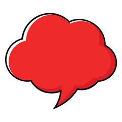 Red comic style speech bubble icon with cloud element