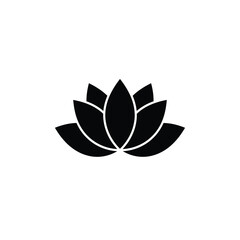 Black lotus flower silhouette icon white background