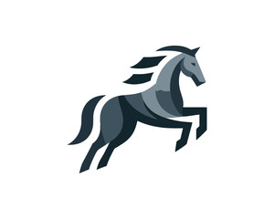 Dynamic geometric horse vector illustration for modern brand identity