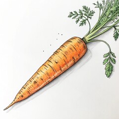 A detailed drawing of a carrot, isolated on white background