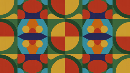 A vibrant geometric pattern design with a retro-modern aesthetic.