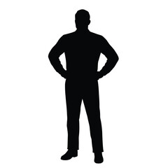 Black silhouette of a man with hands on hips white
