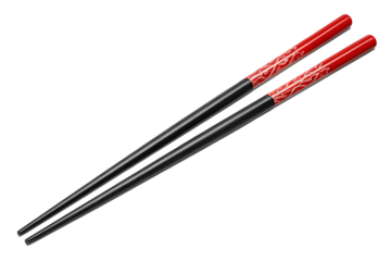 black wooden chopsticks isolated on white background PNG , AI GENERATED