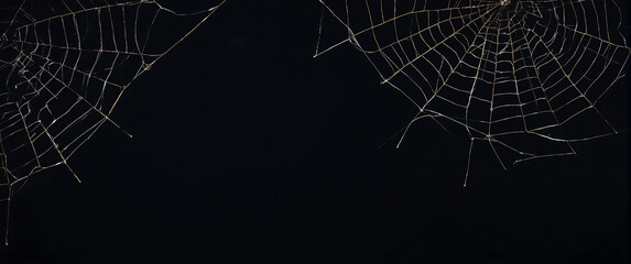 Halloween background with symmetrical spiderwebs for spooky designs. Ideal for party invitations, social media posts, and spooky-themed graphics.