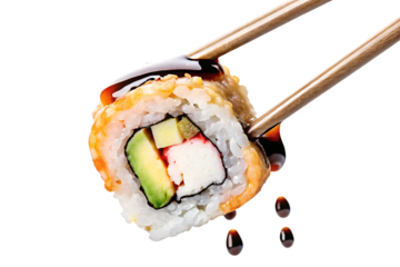 delicious sushi roll with fresh ingredients isolated on white background PNG , AI GENERATED