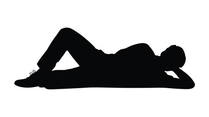 Silhouette of a man lying on his side with his head resting on his arm © tarek
