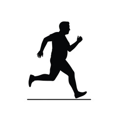 Silhouette of a man jogging on a white background running