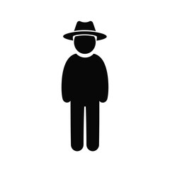 Black silhouette of a person wearing a fedora hat male