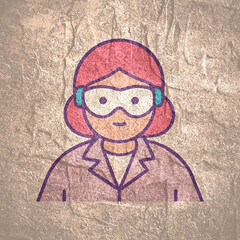 Portrait of female scientist or doctor. Chemistry researcher. Face of medical doctor in goggles for microbiology, healthcare or pharma study