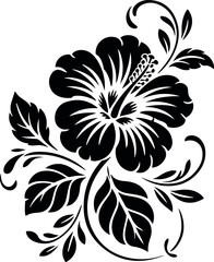 Elegant Hibiscus Flower with Ornamental Flourishes