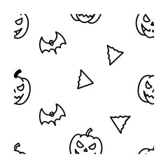 Fototapeta premium seamless line art Halloween pattern design elements