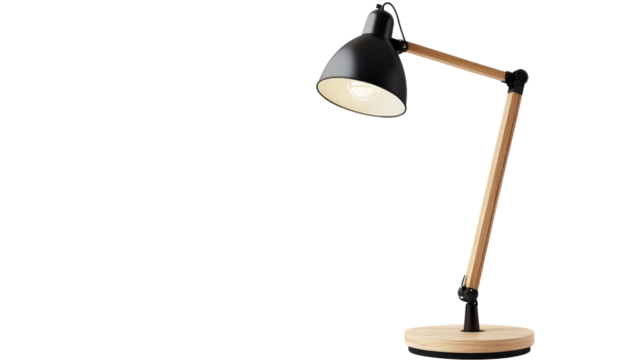 Contemporary floor lamp with adjustable arm and LED bulb Transparent background, PNG