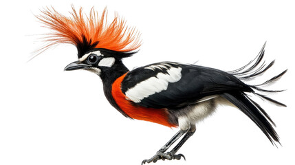 Obraz premium Crested bird with exotic tail feathers Transparent background, PNG