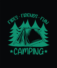 Camping T-shirt Design Fires Friends fun camping