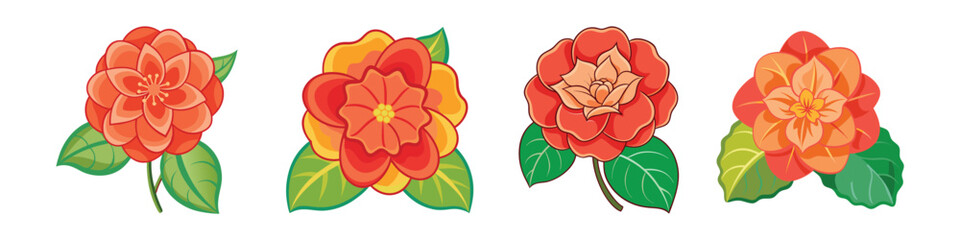 Begonia Flower Flat Illustration Minimalist Tropical Houseplant Design