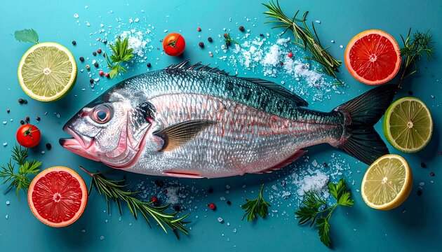 fish on a blue background