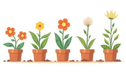 Fototapeta premium Blooming flowers in terracotta pots.