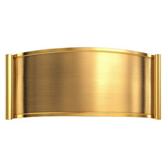 Brushed gold banner with curved edges isolated on a transparent background