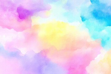 A colorful watercolor painting of a sky with clouds