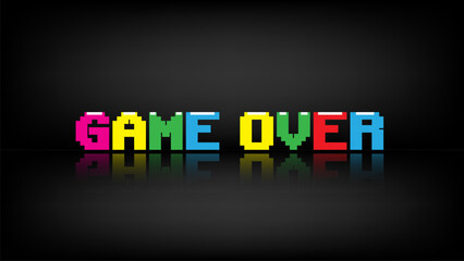 Colorful Game over.Game Over text on dark background.8 bit game.retro game.	
