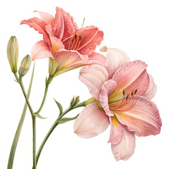 Fototapeta premium Delicate Pink Lilies on Transparent Background