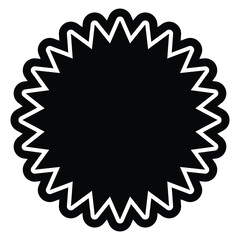 Blank Badge Vector, Black Starburst Label Icon for Branding Stickers