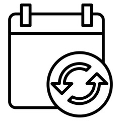 calender update icon flat thin outline art logo