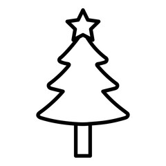 christmas tree icon flat thin outline art logo