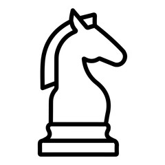 chess knight icon flat thin outline art logo