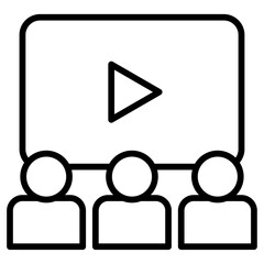 cinema audiance icon flat thin outline art logo
