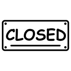 closed sign icon flat thin outline art logo