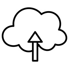 cloud upload icon flat thin outline art logo